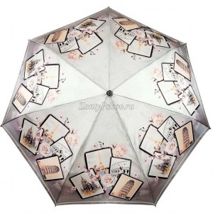 Зонт легкий с Парижем, Три Слона женский, полный автомат, 3 сл.,арт.363-2